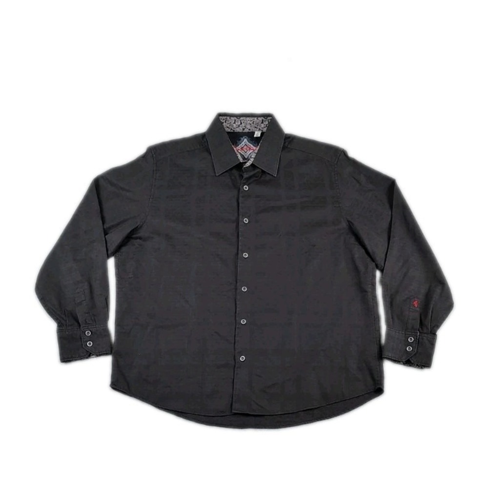 Robert Graham Stellman Long Sleeve Flip Cuff Shirt Cotton Button Down Mens LG